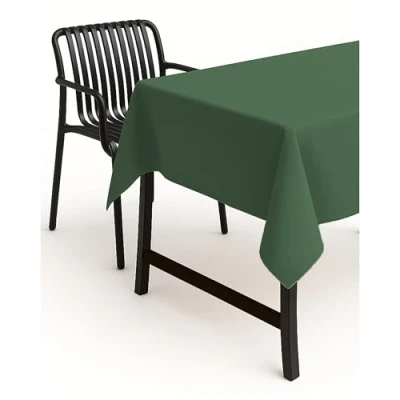 Abbildung von texpot Gartentischdecke 160 x 220 cm oval in Dunkelgrün mit Leinen Optik Lotuseffekt Fleckschutz Bügelfrei Tischdecke