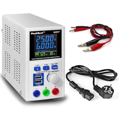 Abbildung von PeakTech P 6227 DC Labornetzteil 0 60V/0 6 A LCD Anzeige, Labor Netzgerät inkl. 2x USB Port, Netzteil mit regelbarer Ausgangsspannung, Labornetzgerät Betriebsspannung 115 240V AC 50 60Hz EN 61010 1
