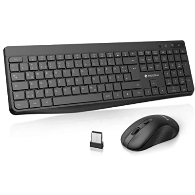 Abbildung von KOORUI Tastatur und Maus Kabellos, Leise Set Deutsches Layout QWERTZ mit 12 Funktionstasten 2.4 GHz für Windows,MacOS,Linux Schwarz