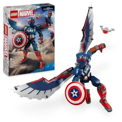 Abbildung von LEGO Marvel New Captain America Baufigur, Superhelden Spielzeug für Kinder, baubares Modell und Minifigur, BAU Spielset, Geschenk Jungen Mädchen ab 8 Jahren 76296