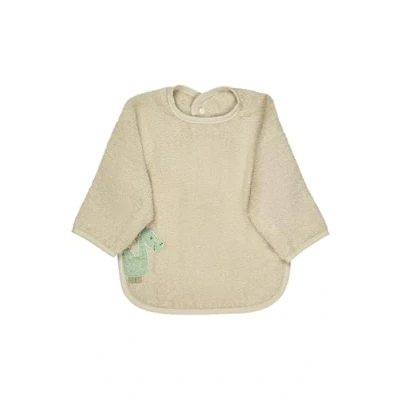 Abbildung von Sterntaler Frottee Ärmellätzchen Dino Rexi Baby Lätzchen mit Ärmel aus saugfähiger Baumwolle Applikation und praktischem Druckknopfverschluss, beige