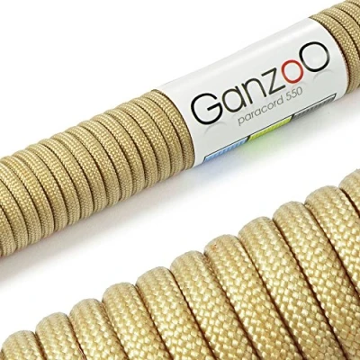Abbildung von Ganzoo Paracord 550 Seil Beige 4mm Schnur Typ 3, Nylon &amp; Polyester, ideal für Basteln von Hundeleine Halsband Armband/Camping Survival und Outdoor 30 Meter Allzweckseil 7 Innenstränge