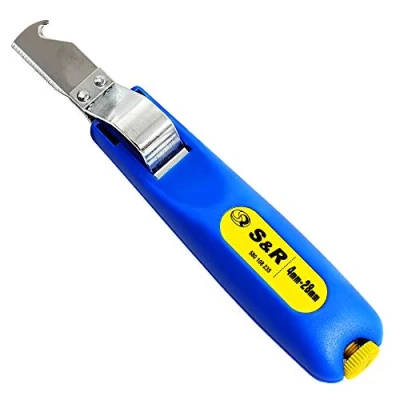 Abbildung von S&amp;R Kabelmesser: Vielseitiges Abisolierwerkzeug, Kabel Entmantler und Abisolierer mit Schleppklinge Das Abmantelungsmesser für 4 28mm, Elektrikermesser Kabelspleißmesser