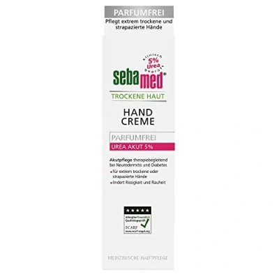 Abbildung von Sebamed trockene Haut Urea Akut 5% Handcreme parfumfrei, pflegt extrem und strapazierte Hände, lindert Rissigkeit Rauheit, 75 ml (1er Pack)