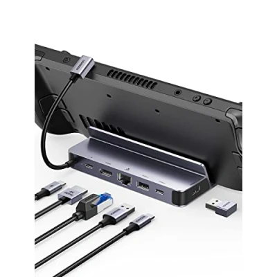 Abbildung von UGREEN Steam Deck Dock Kompatibel mit OLED, ASUS ROG Ally USB C Docking Station HDMI 4K@60Hz, Gigabit Ethernet, C/USB A Ports, PD 100W