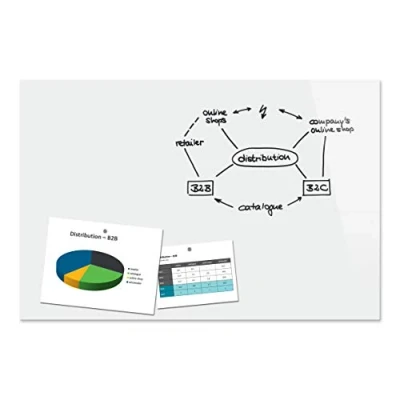 Abbildung von Sigel B1300 Große Glas Magnettafel BeBoard, Whiteboard rein weiß, 90 x 60 cm, magnetisch &amp; beschreibbar, incl 2 Neodym Magnete, rahmenlos, für Wohnung und Büro