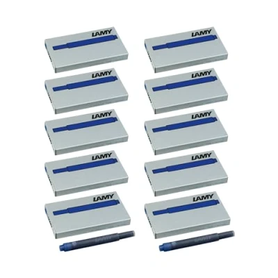 Abbildung von Lamy T10 10er Set Tintenpatronen mit großem Tintenvorrat geeignet für alle Patronenfüllhaltermodelle Inhalt 1,25ml je Patrone 5 Stück pro Päckchen Tintenfarbe blau