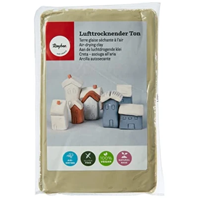 Abbildung von Rayher Lufttrocknender Ton, Beige, 1 kg, Modelliermasse, lufthärtend, weich, geschmeidig, ohne brennen, 3450102, 1000 g
