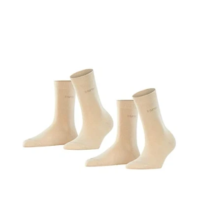 Abbildung von ESPRIT Damen Socken Uni 2 Pack W SO Baumwolle einfarbig Paar, Beige (Cream 4011), 35 38