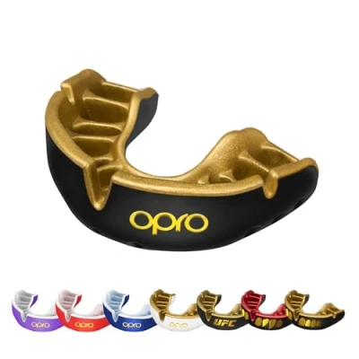 Abbildung von OPRO Mundschutz Gold Level Zahnschutz für Boxen, Kampfsport, MMA, Erwachsene &amp; Kinder Selbstanpassende Schiene Hockey, Kickboxen, Rugby Premium Passform Mit zahnärztlicher Garantie