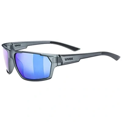 Abbildung von uvex sportstyle 233 P Outdoorbrille für Damen und Herren starker Schutz vor Sonnenstrahlung druckfreier Sitz &amp; perfekter Halt smoke matt/blue one size