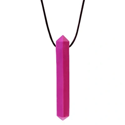 Abbildung von ARK® Kauhalskette in verschiedenen Stärken mit einstellbarer Abreißleine und ATC Pflegeanleitung Sensory Halskette, Beißblock, Kauen, Zahnen, Autismus Crystal glatt weich magenta