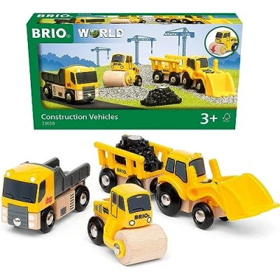 Abbildung von BRIO World 33658 Baustellenfahrzeuge Ergänzung Holzeisenbahn Empfohlen ab 3 Jahren