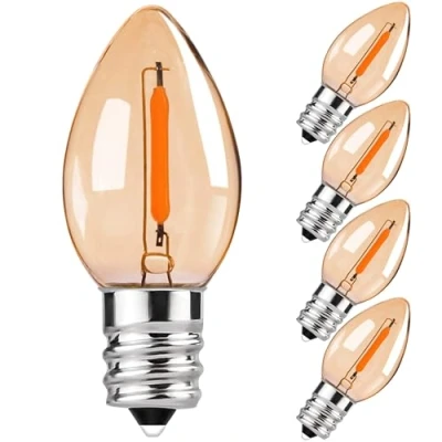 Abbildung von Century Light 5er Pack Nachtlicht C7 Vintage Glühfaden LED Kerze Birne 0.5W ersetzt 5W E14 50lm 2200K Extra Warmweiß 360 230V Kerzenlampen Salzlampe, nicht dimmbar,Weihnachtsdeko Glühbirnen