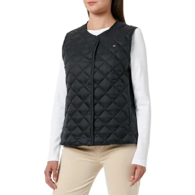 Abbildung von Tommy Hilfiger DOWN Quilted Collarless VEST Weste, Damen, Größe: XS, Black