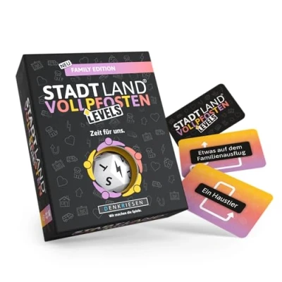 Abbildung von DENKRIESEN Stadt Land Vollpfosten® Levels Family Edition Zeit für Uns. 60 Karten ab 8 Jahren ca. 30 60min 2 6 Spieler Familienspiel Reisespiel Fluss