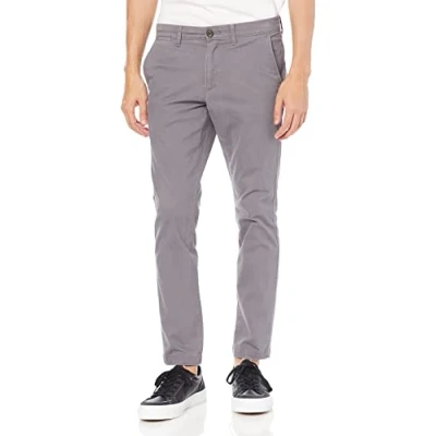 Abbildung von Amazon Essentials Herren Legere Stretch Chinohose mit Enger Passform, Dunkelgrau, 42W / 28L