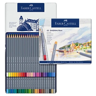 Abbildung von FABER CASTELL 114648 Aquarellstifte Goldfaber, 48 teiliges Buntstifte Set, bruchsicher, vollständig wasservermalbar