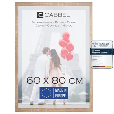 Abbildung von CABBEL 1x Bilderrahmen 60x80 cm Mokka Rahmen 1 Pack Dokumentenrahmen, Collage, Poster MDF Holz Posterrahmen Acrylglas Picture Frame, Puzzlerahmen, Bilder, Fotorahmen zum Aufhängen