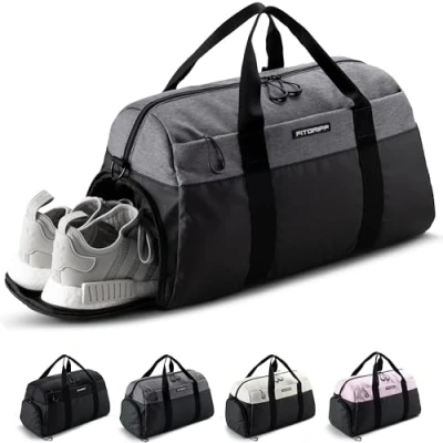 Abbildung von Fitgriff® Sporttasche &amp; Reisetasche V2 für Damen und Herren mit Schuhfach Nassfach Tasche Sport, Fitness, Reisen Trainingstasche, Gym Bag, (Black/Grey, Medium)