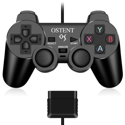 Abbildung von OSTENT Verdrahteter Analoger Controller Gamepad Joystick Joypad für Sony Playstation PS2 PS1 PS One PSX Konsole Doppel Schock Erschütterung Videospiele