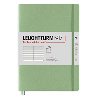 Abbildung von LEUCHTTURM1917 361590 Notizbuch Medium (A5), Softcover, 123 nummerierte Seiten, Salbei, liniert