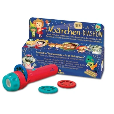 Abbildung von Moses 37979 Schneewittchen Kleine Märchen Diashow, Projektor Taschenlampe für Kinder, mit 3 jeweils 8 Bildern zum Miterzählen
