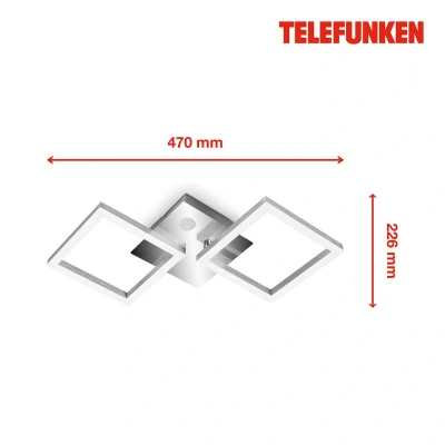 Abbildung von TELEFUNKEN LED Deckenleuchte, inkl. Bewegungsmelder, Deckenlampe mit Dauerlichtfunktion, warmweiße Lichtfarbe, 12 Watt, 1.200 Lumen, Chrom/Aluminiumfarbig, 470x226x74mm (LxBxH), 318508TF