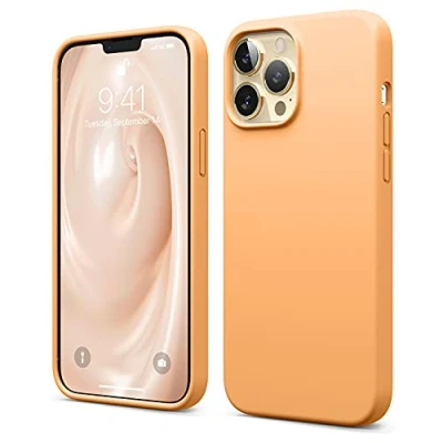 Abbildung von elago Liquid Silicone Case Kompatibel mit iPhone 13 Pro Max Hülle (6,7&quot;), Hochwertiges Silikon, Rundumschutz Handyhülle : 3 Layer Struktur Schutzhülle, Kratzfestes Weiches Mikrofaserfutter (Orange)