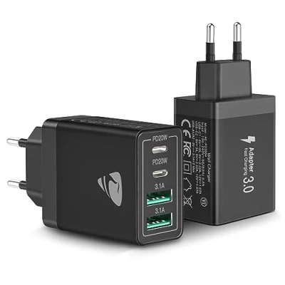 Abbildung von 2 Pack USB C Ladegerät, 4 Port Adapter Mehrfach mit und A, 40W Schnellladegerät PD 3.0 Charger Power Netzteil für iPhone 15 Pro Max 14 13 12 11 SE XS XR,Samsung,Handys