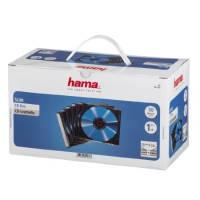 Abbildung von Hama CD Leerhüllen Schutzhülle (50er Pack, Slim Line, Höhe: 5mm) Hüllen transparent schwarz