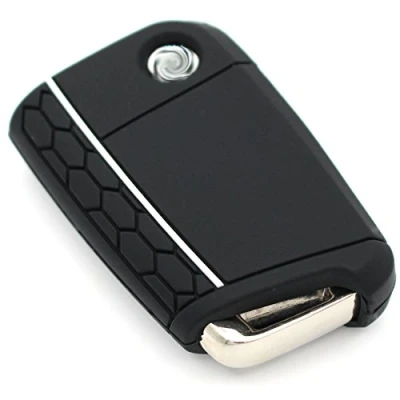 Abbildung von Schlüssel Hülle VB für 3 Tasten Auto Silikon Cover Schlüsselhülle Etui Schutzhülle (Schwarz Weiß)