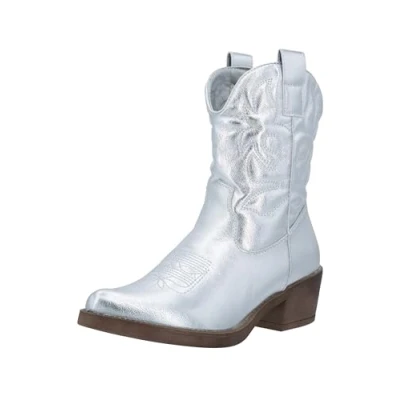 Abbildung von Elara Damen Stiefeletten Cowboy Boots Chunkyrayan DES952 Silver PU 40