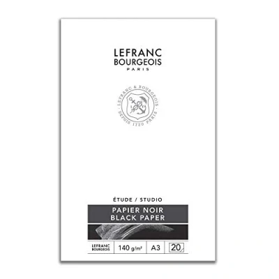 Abbildung von Lefranc Bourgeois 301345 Studio Block mit schwarzem Papier 20 Blatt A3, 140 g/m², zur Verwendung opaken Farben wie Pastell, Bleistift und Deckfarbe zum Basteln für Collagen