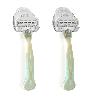 Abbildung von kwmobile 2x Saugnapf Halterung für Rasierer Glas und Fliesen Nassrasierer Halter Set Wand Haken in Transparent