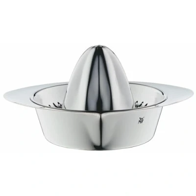 Abbildung von WMF Gourmet Zitronenpresse Edelstahl 9cm, Zitruspresse manuell, Cromargan mattiert, für Zitronen, Limetten, Apfelsinnen, Orange, Grapfruit