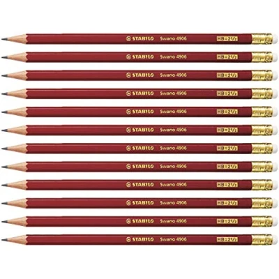 Abbildung von Bleistift mit Radierer STABILO Swano in rot 12er Pack Härtegrad HB