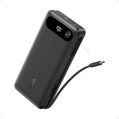 Abbildung von Anker Powerbank, 20.000mAh tragbares Ladegerät mit integriertem USB C Kabel, 87W Max Schnelllade Akku, 1 und A, für MacBook, iPhone 16/15/14 Serie, Samsung, Switch, mehr