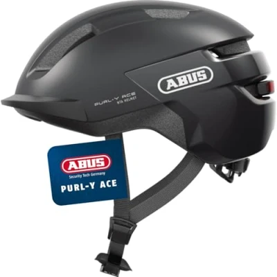 Abbildung von ABUS Fahrradhelm Purl Y ACE mit LED Licht geeignet Fahrten auf E Bike und S Pedelec Trendiger NTA Schutzhelm für Erwachsene Jugendliche Dunkelgrau, Größe L