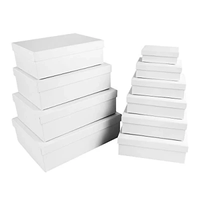 Abbildung von Ideen mit Herz Geschenkboxen Deckel Pappboxen 10er Set 10 verschiedene Größen ineinander, groß bis klein aus stabilem Karton ideal für Geburtstag &amp; Hochzeit rechteckig 8,5 24 cm