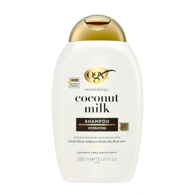Abbildung von OGX Coconut Milk Shampoo, feuchtigkeitsspendendes Haarshampoo mit Rizinusöl &amp; Kokosöl, Haarpflege für geschmeidiges glänzendes Haar LipiPro Shield Technologie (385 ml)