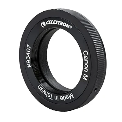 Abbildung von Celestron 93407 Canon M Mount T Ring Mit einem Gewinde 42 mm Durchmesser Für Bilder von Nachthimmel und Natur. EOS spiegellosen Kameras Adaptern kompatibel, Schwarz
