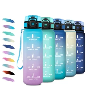 Abbildung von Trinkflasche Kinder 500ml, mit Filte, Kohlensäure Geeignet, Auslaufsicher, Motivierende Wasserflasche Zeitmarkierung, Sportflasche für Fitness, Camping, Fahhrad, Wandern, Yoga
