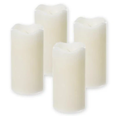 Abbildung von ToCi 4er Set LED Kerze Elfenbein Ø 7 x 13 cm mit Timerfunktion, flammenlose Echtwachs Kerzen flackernder Flamme