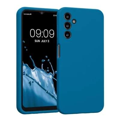 Abbildung von kwmobile Handyhülle kompatibel mit Samsung Galaxy A14 5G Hülle gummierte Handy Case aus Silikon in Blue Reef
