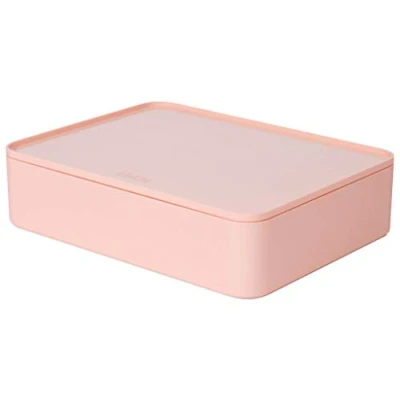 Abbildung von HAN Schubladenbox Allison SMART ORGANIZER Utensilienbox mit Innenschale und Deckel/ Serviertablett, stapelbar, Büro, Schreibtisch, Badezimmer, Küche, möbelschonende Gummifüße, 1110 86, flamingo rose