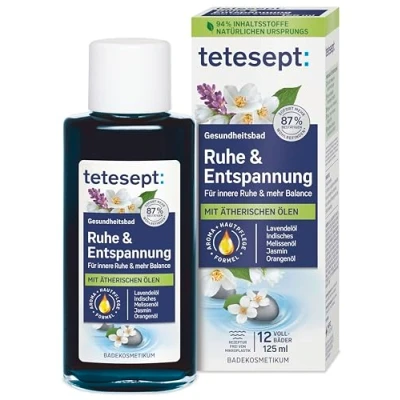 Abbildung von tetesept Ruhe &amp; Entspannung Bad 1 x 125 ml Gesundheitsbad mit 5 ätherischen Ölen für innere und mehr Balance kosmetischer Badezusatz Hautpflege Formel