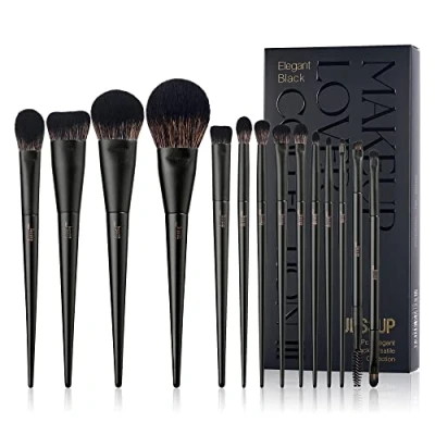 Abbildung von Jessup Pinselset Makeup Pinsel Make Up Set 14 Stk Gesichtpinsel Augenpinsel Puderpinsel Lidschattenpinsel Foundation Concealer Eyeliner Schwarz T336