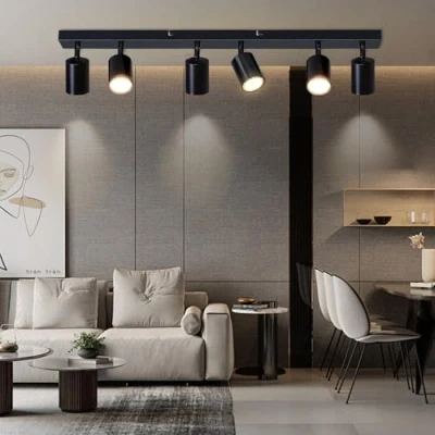 Abbildung von Dehobo Led Deckenstrahler Schwenkbar 350 6 Flammig Deckenleuchte GU10 Wandstrahler Schwarz Spotlight Lampe Deckenlampe für Wohnzimmer Schlafzimmer Küche, Nein Leuchtmittel