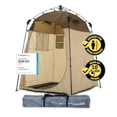 Abbildung von LUMALAND Premium Duschzelt Toilettenzelt für Indoor &amp; Outdoor Mobiles Umkleidezelt Lagerzelt Zelt Tierfotografie Ideal zum Campen, Festival Angeln Wasserdicht Windfest [Braun]